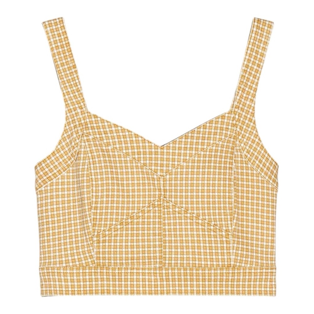 Madewell Denim Supercrop Tank Top in Mini Check- Size 00 - Picture 4 of 11